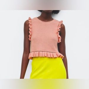 Zara ruffle pink knit top!